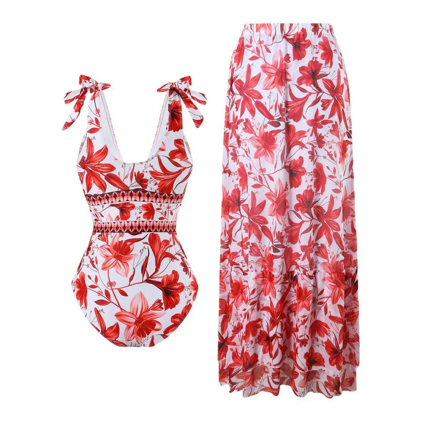WaveFlex V Neck Lace-Up Swim Set