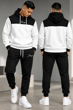 Men’s Black & White Hoodie Tracksuit Set
