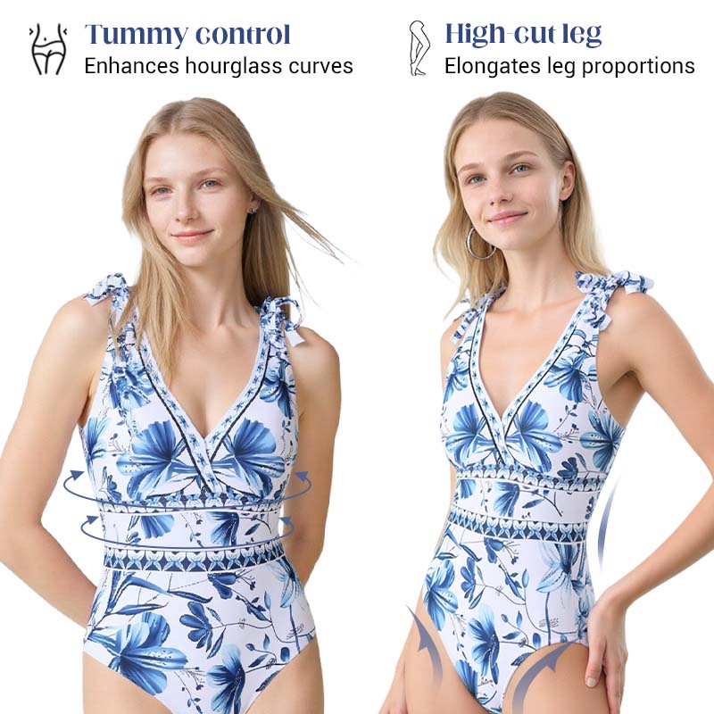 WaveFlex V Neck Lace-Up Swim Set