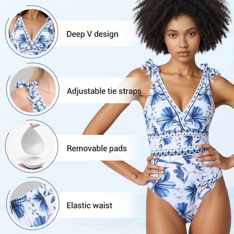 WaveFlex V Neck Lace-Up Swim Set
